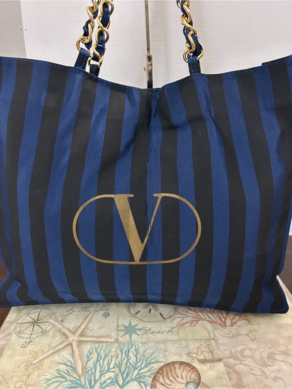 Valentino Garavani Blue and Black Tote Bag